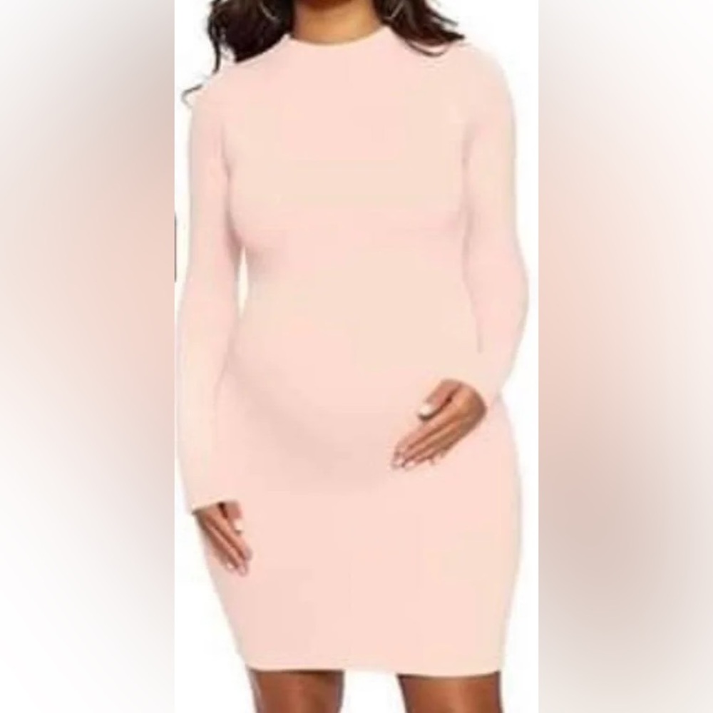 Baby Mama X Naked Wardrobe NWT Maternity Peach Pink Bodycon Soft Dress